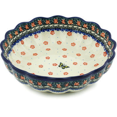 Polish Pottery Bowl 9&quot; Spring Butterfly