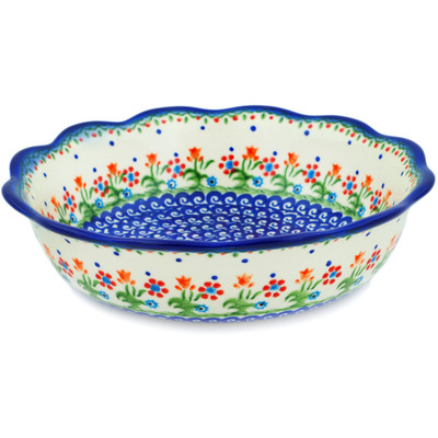 Polish Pottery Bowl 9&quot; Spring Flowers