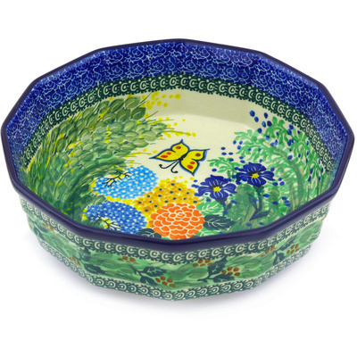 Polish Pottery Bowl 9&quot; Spring Garden UNIKAT
