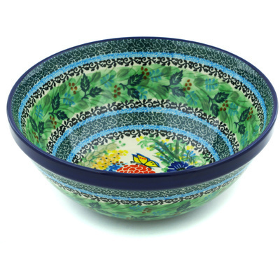 Polish Pottery Bowl 9&quot; Spring Garden UNIKAT