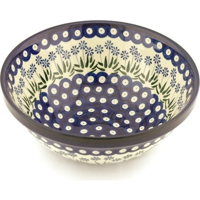 Polish Pottery Bowl 9&quot; Springing Calendulas