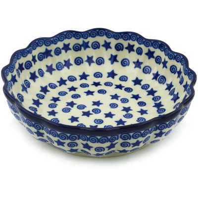 Polish Pottery Bowl 9&quot; Stars And Fireworks