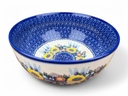 Polish Pottery Bowl 9&quot; Sunflower UNIKAT
