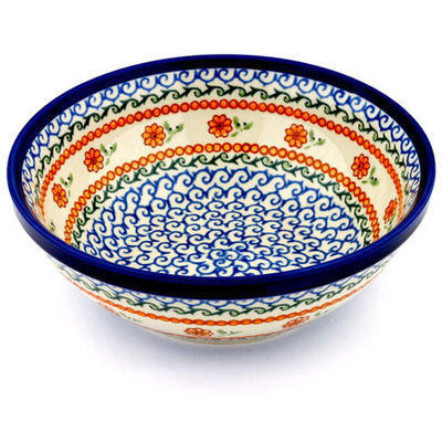 Polish Pottery Bowl 9" Sunflower Waves