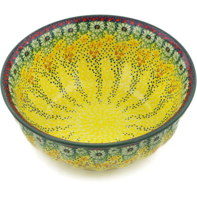 Polish Pottery Bowl 9&quot; Sunshine Grotto UNIKAT