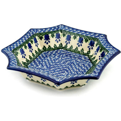 Polish Pottery Bowl 9&quot; Texas Bluebell