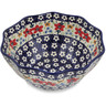 Polish Pottery Bowl 9&quot; Wild Flower Bloom UNIKAT