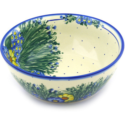 Polish Pottery Bowl 9&quot; Wildflower Meadow