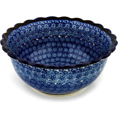 Polish Pottery Bowl 9&quot; Winter Frost