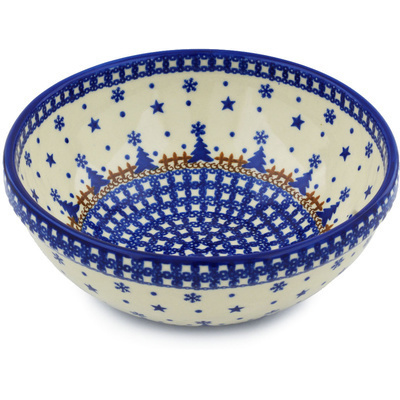 Polish Pottery Bowl 9&quot; Winter Snow