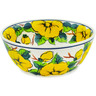 Polish Pottery Bowl 9&quot; Yellow Daffodils UNIKAT