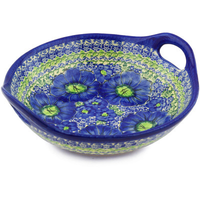 Polish Pottery Bowl with Handles 10&quot; Enchanted Beauty UNIKAT