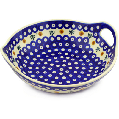 Polish Pottery Bowl with Handles 10&quot; Mosquito