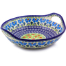 Polish Pottery Bowl with Handles 10&quot; Pansy Morning