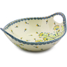 Polish Pottery Bowl with Handles 10&quot; Yellow Dandelions