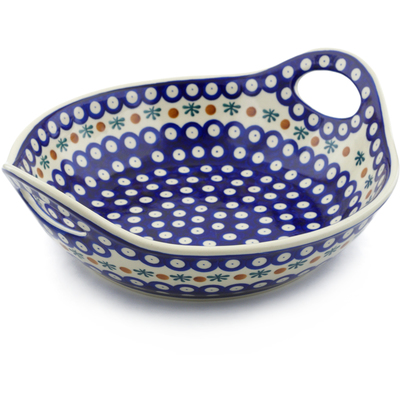 Polish Pottery Bowl with Handles 11&frac12;-inch Mosquito