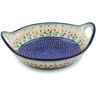 Polish Pottery Bowl with Handles 11&frac12;-inch Spring Flowers