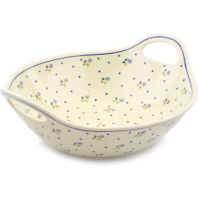 Polish Pottery Bowl with Handles 12-inch Country Meadow