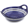 Polish Pottery Bowl with Handles 12-inch Flowering Peacock