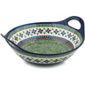 Polish Pottery Bowl with Handles 12-inch Gingham Flowers