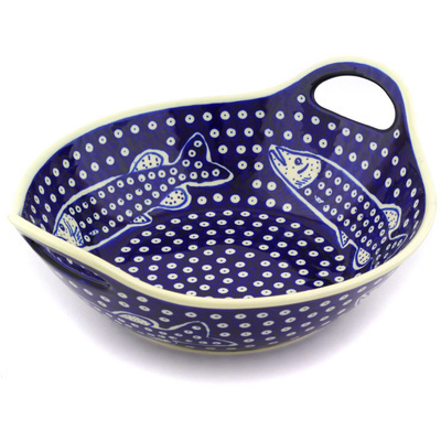 Polish Pottery Bowl with Handles 12-inch