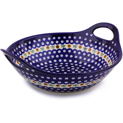 Polish Pottery Bowl with Handles 12-inch Mosquito