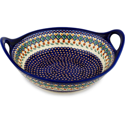 Polish Pottery Bowl with Handles 12-inch Octoberfest