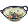 Polish Pottery Bowl with Handles 12&quot; Spring Splendor UNIKAT