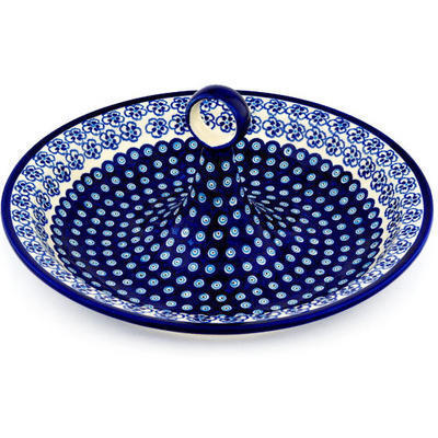 Polish Pottery Bowl with Handles 14&quot; Aloha Blue
