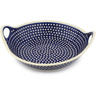 Polish Pottery Bowl with Handles 15-inch Blue Eyes