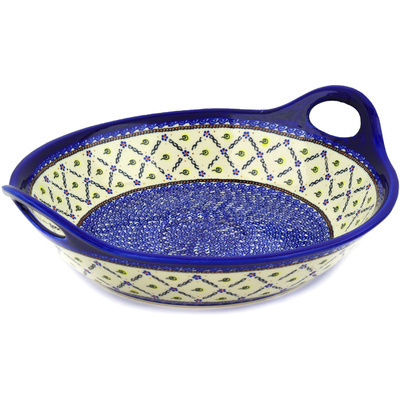 Polish Pottery Bowl with Handles 15-inch Confetti