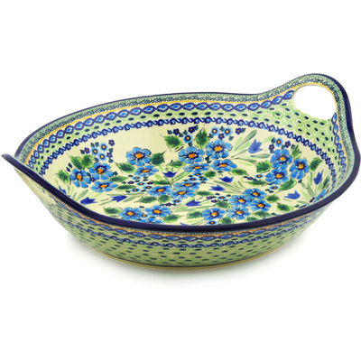 Polish Pottery Bowl with Handles 15-inch Evangeline UNIKAT