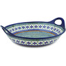 Polish Pottery Bowl with Handles 15-inch Gingham Flowers