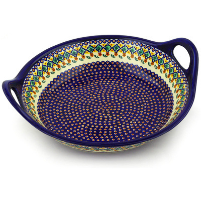 Polish Pottery Bowl with Handles 15-inch Octoberfest