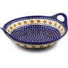 Polish Pottery Bowl with Handles 15-inch Peacock Pumpkin Patch
