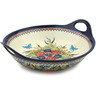 Polish Pottery Bowl with Handles 15-inch Spring Splendor UNIKAT