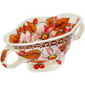 Polish Pottery Bowl with Handles 6&quot; Autumn Wedding UNIKAT