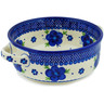 Polish Pottery Bowl with Handles 6&quot; Bleu-belle Fleur