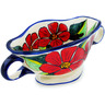 Polish Pottery Bowl with Handles 6&quot; Poinsettia Paradise UNIKAT