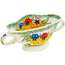 Polish Pottery Bowl with Handles 6&quot; Pretty Pansy UNIKAT
