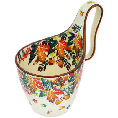 Polish Pottery Bowl with Handles 7&quot; Autumn Wind UNIKAT
