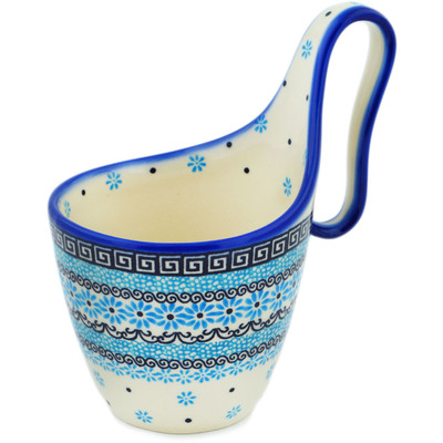 Polish Pottery Bowl with Handles 7&quot; Baby Blues UNIKAT