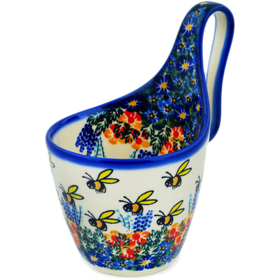 Polish Pottery Bowl with Handles 7&quot; Bee Fun UNIKAT