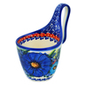 Polish Pottery Bowl with Handles 7&quot; Bluebonnet Spring UNIKAT