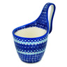Polish Pottery Bowl with Handles 7&quot; Cobalt Winter Frost UNIKAT