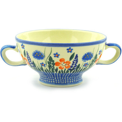 Polish Pottery Bowl with Handles 7&quot;