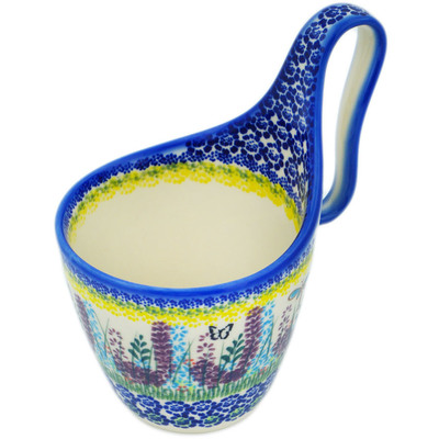 Polish Pottery Bowl with Handles 7&quot; Long Lavender UNIKAT