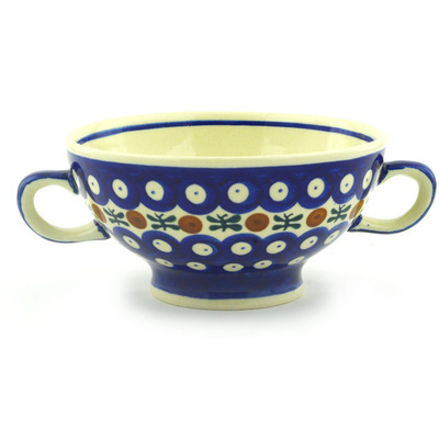 Polish Pottery Bowl with Handles 7&quot; Mosquito