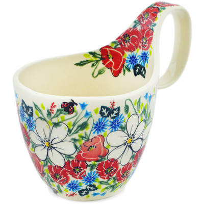 Polish Pottery Bowl with Handles 7&quot; Polish Spring UNIKAT
