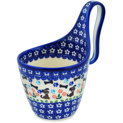 Polish Pottery Bowl with Handles 7&quot; Puppy Love UNIKAT